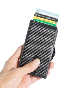 Casekey Carbon Fiber Leatherest Credit Metal Slim Bank ID Card Holder Plånbok Dragkedja Man Coins Purse Up Case2475792