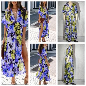 도시 섹시한 드레스 여름 유럽과 미국 여성의 새로운 섹시한 하이 허리 패션 인쇄 스플릿 드레스