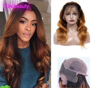 Peruvian Virgin Hair Spets Front Wig 1B30 Body Wave Human Hair Products 1232 tum 1B 30 Ombre Hair3221347