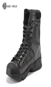 Buty armii wojskowej Mężczyźni czarne skórzane buty bojowe buty robocze zimowe męskie kostki butowy man plus size 2108301037792