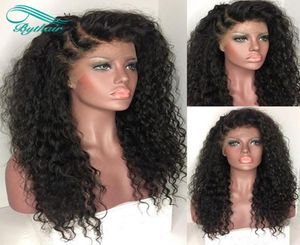 الكثافة الثقيلة 150 Afro kinky مجعد الكامل الدانتيل شعر الشعر الباروكات البرازيلية الدانتيل الأمامية للمرأة السود