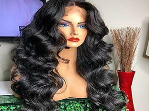 2020 HD Lace Transparente Frente Human Human Wigs Full Lace peruca pré -arrancada corporal brasileira onda 360 peruca frontal de renda com cabelos para bebê R3688827