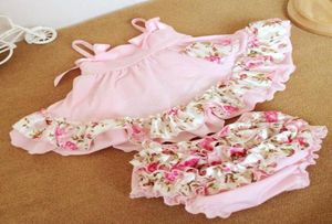 Bebek bebek kızlar 2pcs setler çiçek fırfırlar üst kısımlar şort bloomers çocuk kız polka nokta kıyafetler çocuklar kıyafetler pembe kırmızı 12719914808