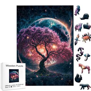 3D Puzzles Tree Build Blocks Puzzl Toy Jigsaw Puzzles Kids Toys Puzze 3D Wood Model Animal Drewen Puzzles DIY Rzemiosła Gra Dziecka G240529