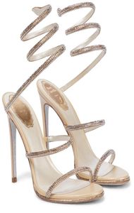 Eleganckie letnie renes Cleo Crystaled -Crystald skórzane sandały buty kobiety w pasku