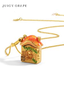 Juicy Grape Brand New Designer Womens Necklace Mushroom House Rabbit Necklace Cute and Fun Childlike Open Sweater Chain Pendant Christmas Gift Gemstone Pendants