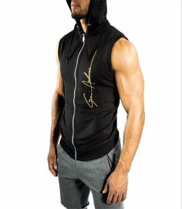 Mens ärmlösa hoodies mode casual hooded tröja män bodybuilding cool tank top idrottsskjorta maistcoat vest7769896