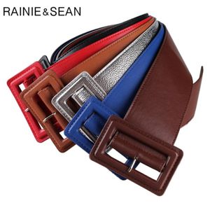 Rainie Sean Celtos de couro para mulheres femininas femininas femininas Faça de falha de outono de inverno de inverno novo sólido azul verde ladies Belts 319J