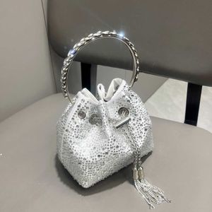 Luxury designer women Evening Bags Women's Bag Hot Diamond Handbag Metal Ring Dinner Bag Chain Strap Single Shoulder Bag Crossbody Bucket Bag