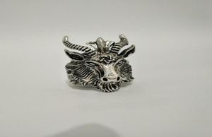 Retro Sheep Goat Horn Head Finger Ring Satan Worship Baphomet Aries Zodiac Wicca Star For Men Boy Gift Punk Biker Animal Jewelry898525603