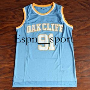 T9 Dennis Rodman #91 Oakcliff High School Maglie da basket maschile ricamo a palla