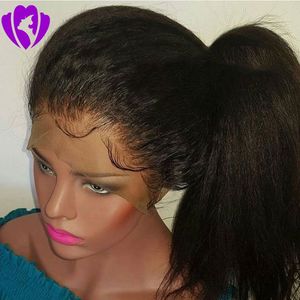 Wholesale Pre Plucked Lace Front synthetic Wigs With Baby Hair Brazilian full lace front Italian Light Yaki Straight Wigs Ipbvt