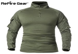 Refire Gear Men Army Tactical T Shirt Swat żołnierze wojskowe Tshirt Długie rękawie Kamuflażowe koszule Paintball T koszule 5xl V9857059