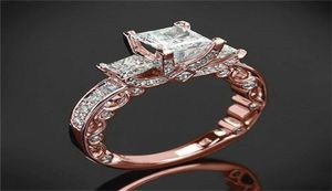 14K Gold Princess Ring for Women Anillos Mujer Bizuteria Gemstone Bijoux Femme Diamond Jewelry Anel Rose Rings1217208