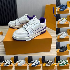 2024 Toppkvalitetskalvskinn överlagrar Virgil Skate V Designer Shoes Luxury Low Womens Mens Leather Trainers Platform Original White Black Orange Sneakers Storlek 35-45