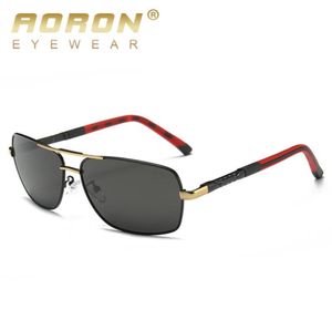 Aoron Men Polarized Sunglasses Brand Original Design Metal Frame Rectangle Lens driving Sports UV400 Sun Glases1432408