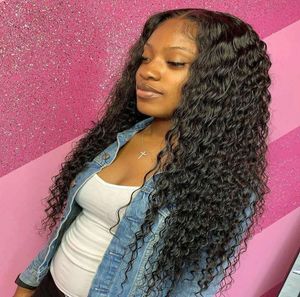 Jerry Curl 360 Lace Frontal Wig Pre Plucked With Baby Hair 130 Density deep Curly Laced Front Human Wigs Diva1 Remy2289737