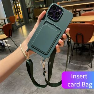 Крышки роскошного Noble Green Green Insert Card Bag Soft Phone Case для iPhone 11 13 12 14 Pro Max XS XR 8 7 Plus