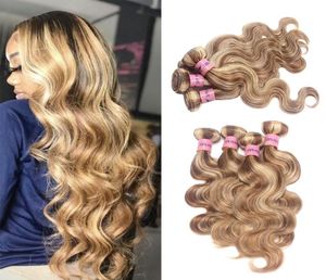 Namibeauty Honey Blond Highlight Brasilian Body Wave Remy Hair Extensions 4 Bunds Piano Color 8613 Hair Weaves544748038788802