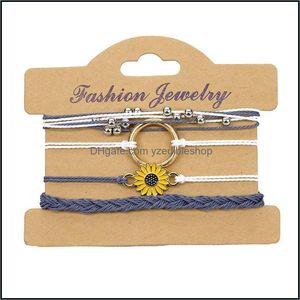 Charm Bracelets Bohemian Handmade Adjustable Weave Bracelet For Women Men Sunflower Jewelry Friendship Braided Rope Bangle Gift Drop Dhp1C