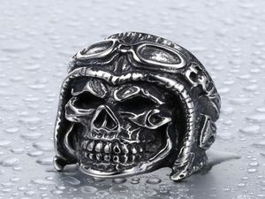 Men039039s Biżuteria Nowy styl stal nierdzewna punk Gothic Skull Astronaut Pilot Aviator Pierścień steampunk vintage Silver7957483