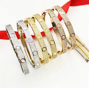 Designer Luxury Gold Bracelet Brand Rose Gold Bracelets Fashion Stainless Steel Silver Cuff Lock Diamond For Womens Mens Wedding Party Jewelry Lover Gift
