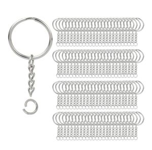 200st Split Key Chain Rings with Chain Silver Key Ring and Open Jump Rings Bulk For Crafts DIY 1 Inch25mm2129977