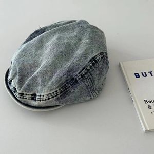 Denim Newsboy Cap Womens Cowboy Octagonal Hats Ladie Caps Retro Gatsby Hats Hip Hop Berets Cabbie Apple Beret för Male Gorras 240601