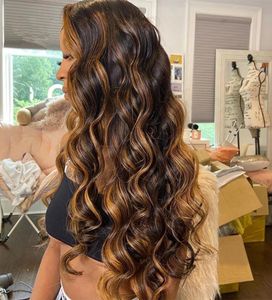 Highlight ombre Human Hair Wigs body wave Pre Plucked Lace Front brazilian brown blonde Remy Frontal Wig For Black Women 150 diva3536600