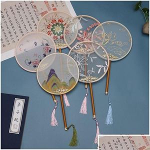 Party Favor Chinese Style Flower Fan Handgjorda konst Ding Embroider Hand Dance Performance Wedding Present MJ1281 Drop Delivery Home Garde DHWSM