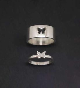 カップルリング女性のための蝶のマッチング結婚式セットリングラバーズゴールドシエカラー6493128