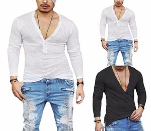 2018 novo design solto vshech de pescoço de pescoço, camiseta casual mass de moda de moda slim fit skinny tshirt masculino elegante streetwhear