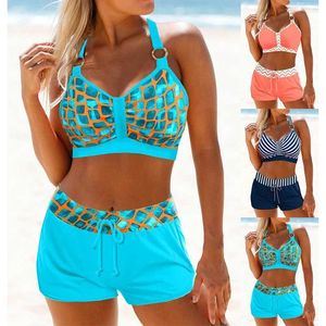 Women's Swimwear 2023 New Summer Womens Fashion Beach Swimwear Womens Two piece Swimwear Womens Printed Bikini Swimwear J240531