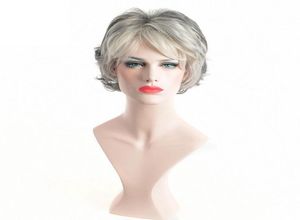 Short Curly Synthetic Wigs for Elder Women American African Afro Hair White Grey Wig Heat Resistant85068305262973