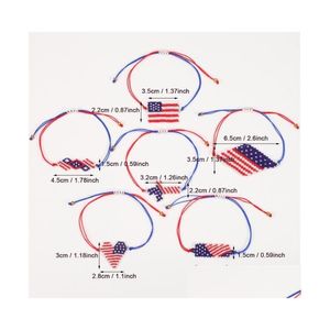 Party Favor American Independence Day Handgjorda rispärlarmband med flaggmönster pärlor grossist av z drop leverans hem trädgård f dhdcb