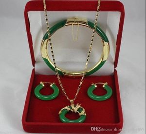 Biżuteria Sprzedaj nową najnowszą modną biżuterię Zielony Jade Naszyjnik Kolczyki Bracelets6649024