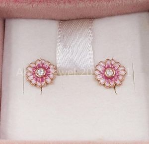 Pink Daisy Flower Stud örhängen Autentic 925 Sterling Silver Studs Passar European Style Studs Jewelry Andy Jewel 288773C015336656