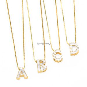 2024 Hot selling new product fashionable and minimalist 26 English letter pendant full diamond zircon necklace womens nkn43