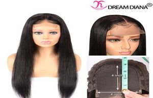 Mänskligt hår peruk rak brasilianskt mänskligt hår peruk för svarta kvinnor 4x4 spetsstängning peruk 150 densitet hårfäste naturlig färg2957062
