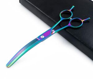 Hårsax Professional 7 tum Japan Steel Pet Dog Grooming Curved Thinning Barber Haircutting Shears Frisör8840868