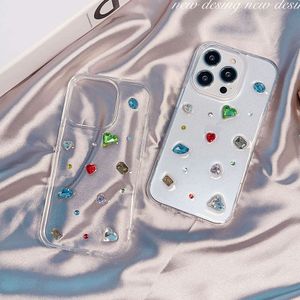 iPhone Pro Max XS XS XRとクリアケースDラブハートクリスタルダイヤモンドエポキシグリッター透明な電話ケース