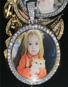Anpassad PO Memory Medallion Picture Pendant Halsband med tenniskedjan Hip Hop -smycken Personliga Zirconia Chains Charm Gift30892850961