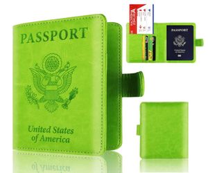Travel Leather Usa Passport Cover Us Rfid Protection Credit Card Passport Holder Case With Magnetic Button1464031