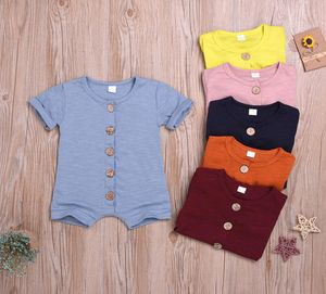 Newborn Girls Rompers 6 Colors Candy Color Boys botton Jumpsuit Infant Summer Baby Clothes Kids Clothing M8967156254