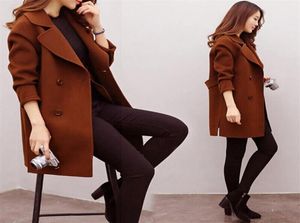 Kvinnor Wool Blend Warm Long Coat Plus Size Female Slim Fit Lapel Woolen Overcoat Autumn Winter Cashmere Ytterkläder LJ2011099083032