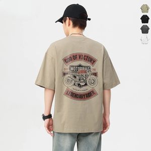 Mens Summer Trend Joker Motorcycle Printed Short Sleeve T-shirt Mens Joker Loose Plus Size Half Sleeve Shirt 240601