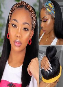 Allove Yaki Straight None Lace Wigs Kinky Curly Wig Loose Deep Water Body Wave Human Hair Wigs with Headbands for Black Women3653871