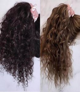 Blackbrown 360 Lace Kinky Curly peruca 13x4 Curl de profundidade peruca frontal Fechamento de cabelo humano perucas sintéticas pré -arrancadas8451450