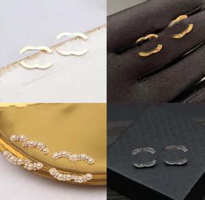 20style Luxury Designer Earrings Letter Stud Long Dangle Earrings Pearl Tassel Crystal Rhinestone Wedding Party Jewelry Accessories