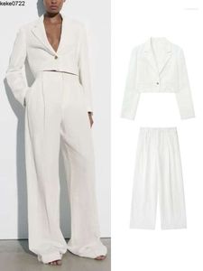 Women Dwuczęściowe spodnie garnitur Zestawy spodni Kobiet kawałki biały biuro płaszcz płaszcza damski zestaw wysokiej talii